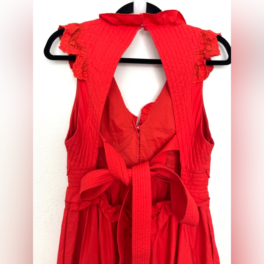 Self-Portrait Broderie Embroidered Lace Red Midi‎ Dress size 6 - Picture 8 of 16
